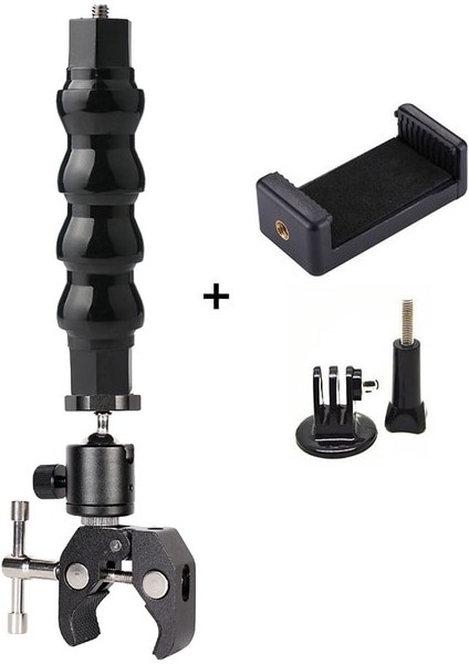 Model A Boyut S Esnek Gooseneck Monopod Gopro Hero Için Tutucu Montajlı 5 6 7 8 9 10 Sjcam Djı Osmo Aksiyon Kameraları Telefonlar Için Selfie Sopa (Yurt Dışından)