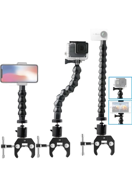 Model A Boyut S Esnek Gooseneck Monopod Gopro Hero Için Tutucu Montajlı 5 6 7 8 9 10 Sjcam Djı Osmo Aksiyon Kameraları Telefonlar Için Selfie Sopa (Yurt Dışından)