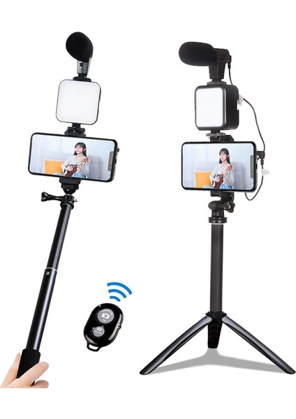 Bütün Set LED Dolgu Işığı Mikrofon Taşınabilir Tripod Canlı Video Telefon Tutucu Fotoğraf Selfie Sopa Kayıt Kolu Sabitleyici Bluetooth (Yurt Dışından) fiyatları