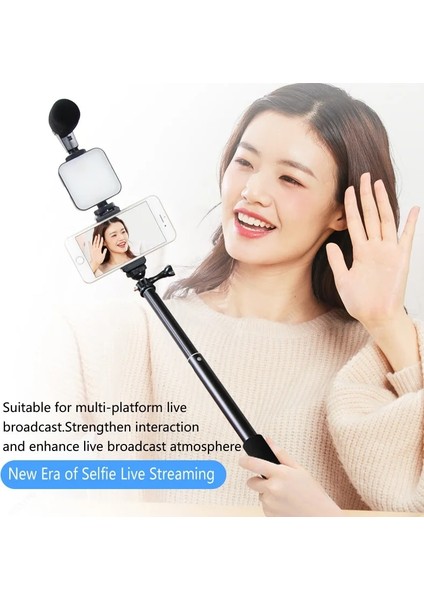 Bütün Set LED Dolgu Işığı Mikrofon Taşınabilir Tripod Canlı Video Telefon Tutucu Fotoğraf Selfie Sopa Kayıt Kolu Sabitleyici Bluetooth (Yurt Dışından) modelleri