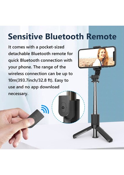 Selfie Çubuğu Taşınabilir Mini Selfie Çubuğu Katlanabilir Tripod Telefon Standı Tutucu Desteği Ios Android Için Kablosuz Bluetooth Uzaktan Kumanda Deklanşör (Yurt Dışından)