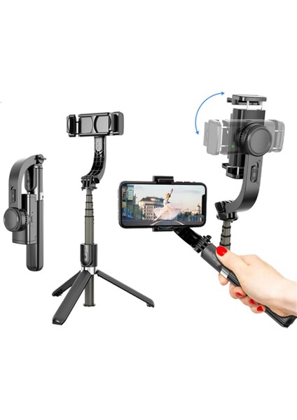 Siyah El Gimbal Sabitleyici Akıllı Telefon Selfie Sopa iPhone 11 Pro Max Samsung Xiaomi Vlog Cep Telefonu Gimbals (Yurt Dışından)