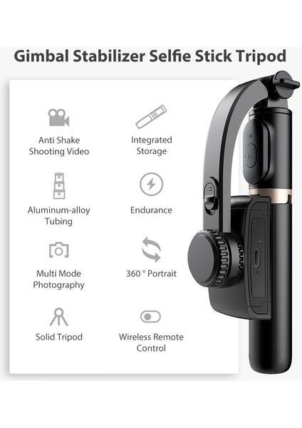 Siyah Bluetooth Uyumlu El Gimbal Sabitleyici Sarsıntı Önleyici Selfie Sopa Telefon Için Ayarlanabilir Stand Iphone/huawei Ios Android (Yurt Dışından) indirimleri