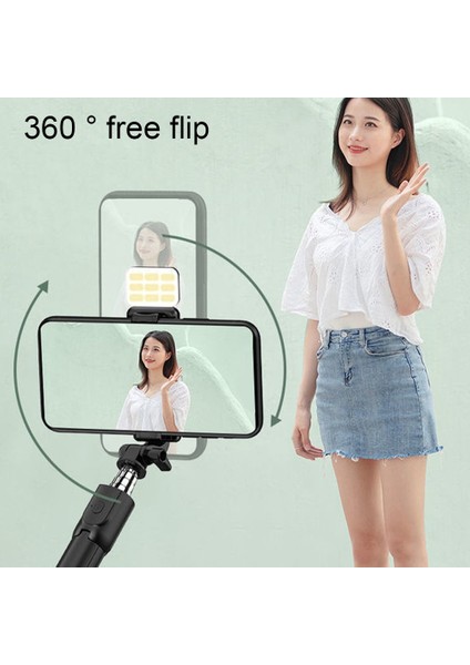 Siyah Bluetooth Uyumlu 4.0 Selfie Çubuk Doldurma Lambası Uzaktan Kumanda Vlogging LED Işık Ev Ofis Canlı Akış Telefon Tutucu (Yurt Dışından) modelleri