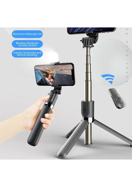 Q03 Fangtuosı 2022 Yenı Bluetooth Selfie Sopa Katlanabilir Kablosuz Fotoğraf Tripod Bluetooth Deklanşör Monopod ile Huawei iphone Için (Yurt Dışından)