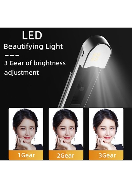 Siyah LED-70CM Uzatılabilir Tripod Cep Telefonu Için Kablosuz Bluetooth Selfie Çubuğu Dolgu Işığı ile Xiaomi iPhone Palo Selfie Için Uzaktan Kumanda (Yurt Dışından)