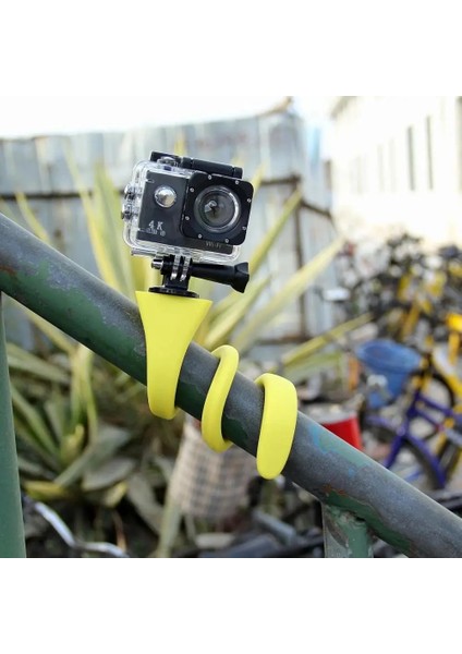 Sarı Mini Kamera Tripod Montaj Muz Pod Gopro Xiao Mi Yi SJ4000 Eylem Kamera Iphone7 6 S Araba Kafalık Selfie Çubuğu (Yurt Dışından)