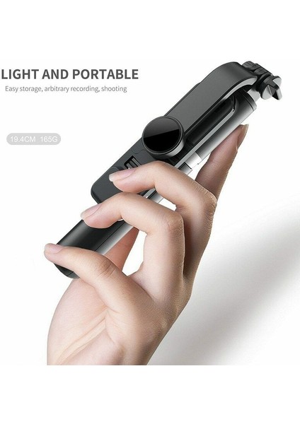 Q02S Beyaz Q02S 3'ü 1 Arada Esnek Dönen Selfie Çubuğu Tripod LED Dolgu Işığı Kablosuz Uzaktan Kumanda Selfie Çubuğu Mini Taşınabilir Selfie Çubuğu (Yurt Dışından)