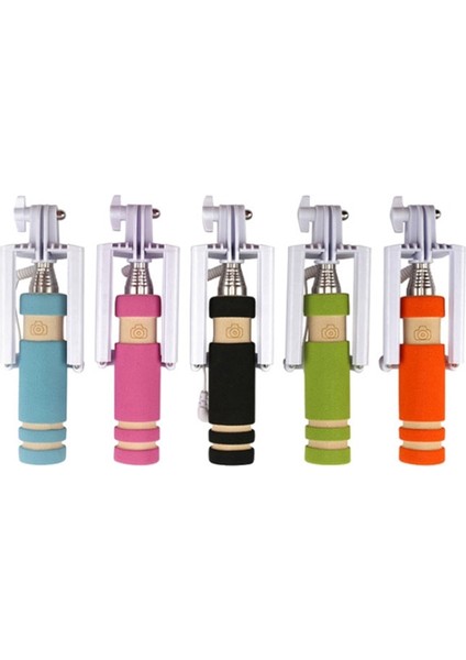 Pembe Mini Selfie Çubuğu Düğme Kablolu Pamuk Malzeme Kolu Monopod Cep Telefonu Için Evrensel (Yurt Dışından) modelleri