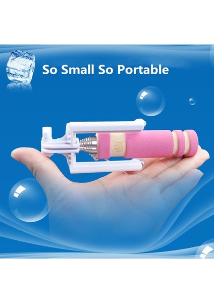 Pembe Mini Selfie Çubuğu Düğme Kablolu Pamuk Malzeme Kolu Monopod Cep Telefonu Için Evrensel (Yurt Dışından) fırsatları