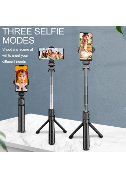 XT02-BLACK Yeni Kablosuz Bluetooth Selfie Çubuğu Taşınabilir Tripod Internet Ünlü Aracı Ios Android Telefon Için Dolgu Işığı ile Uzaktan Deklanşör (Yurt Dışından)
