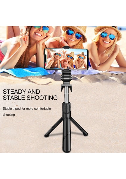 XT02-BLACK Yeni Kablosuz Bluetooth Selfie Çubuğu Taşınabilir Tripod Internet Ünlü Aracı Ios Android Telefon Için Dolgu Işığı ile Uzaktan Deklanşör (Yurt Dışından)