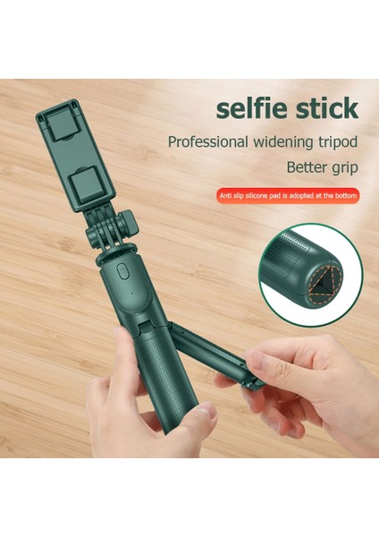H8S Yeşil Bluetooth Uyumlu Kablosuz Selfie Videoları Sopa Mini Tripod Ios Android Akıllı Telefon Için Uzatılabilir Monopod Uzaktan Deklanşör (Yurt Dışından)