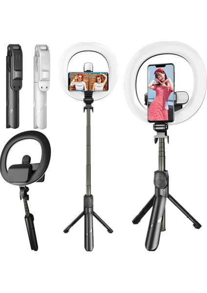 Beyaz W Tek Işık Bluetooth Dolgu Işığı Selfie Çubuğu 7.3 Inç Kısılabilir LED Halka Işık Tripod Standı, Tripod Telefon Tutucu ile Makyaj Için Çıkarılabilir (Yurt Dışından)