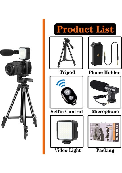 KIT-05LM KIT-05LM Sıcak Ayakkabı Telefon Tutucu Slr Telefon Vlog Tripod Mini Tripod Için Uzaktan Kumanda Mikrofon ile LED Tripod Telefon Için (Yurt Dışından)