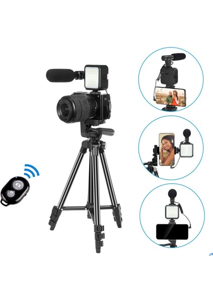 KIT-05LM KIT-05LM Sıcak Ayakkabı Telefon Tutucu Slr Telefon Vlog Tripod Mini Tripod Için Uzaktan Kumanda Mikrofon ile LED Tripod Telefon Için (Yurt Dışından)