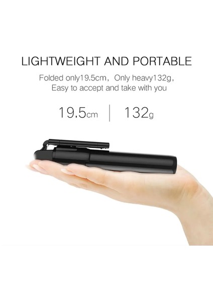 Siyah K07 K07 Kablosuz Bluetooth Selfie Çubuğu Katlanabilir Mini Tripod Genişletilebilir Monopod iPhone Ios Android Için Uzaktan Kumanda ile (Yurt Dışından)