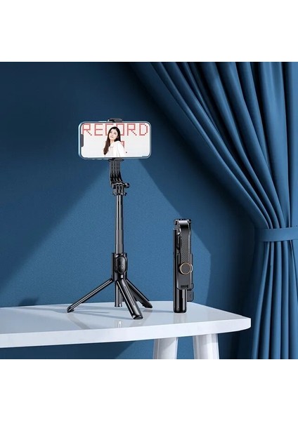 Siyah 3'ü 1 Arada Selfie Çubuğu Tripod Uzatılabilir Monopod, Akıllı Telefon Için Bluetooth Uyumlu Uzaktan Kumanda ile Iphone/samsung Için Selfie Çubuğu (Yurt Dışından)