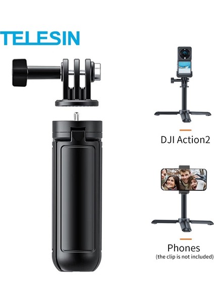 Siyah Telesın Mini Selfie Çubuğu Uzatılabilir Tripod Djı Action 2 Selfie Çubuğu Kararlı Tripod 1/4 Vida Gopro Hero 10 Iphone 13 12 (Yurt Dışından) fiyatları