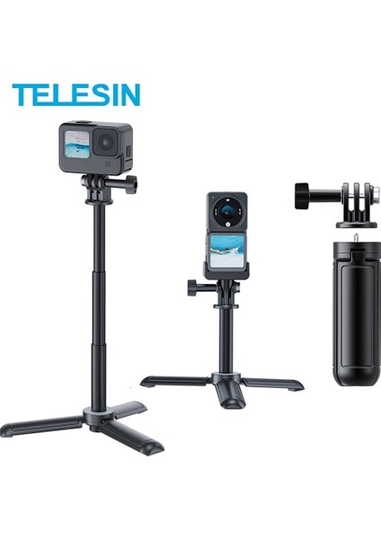 Siyah Telesın Mini Selfie Çubuğu Uzatılabilir Tripod Djı Action 2 Selfie Çubuğu Kararlı Tripod 1/4 Vida Gopro Hero 10 Iphone 13 12 (Yurt Dışından) modelleri