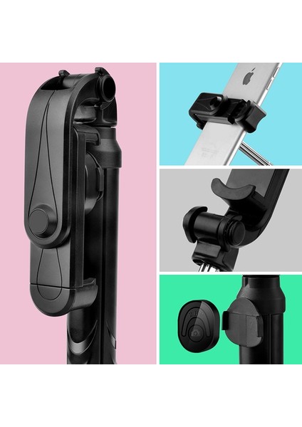 Siyah Selfie Çubuğu Tripod Uzaktan Kumanda ile Kızlar Için Huawei iphone Akıllı Telefon Kablosuz Bluetooth Monopod Selfie Çubuğu Tripod ile (Yurt Dışından)