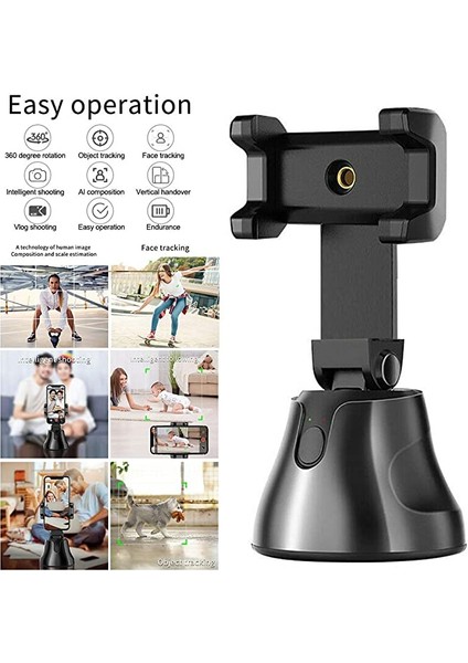 Siyah Taşınabilir Hepsi Bir Arada Otomatik Akıllı Selfie Çubuğu 360 Döner Otomatik Yüz ve Nesne Izleme Vlog Çekim Akıllı Telefon Montaj Tutucu (Yurt Dışından) modelleri