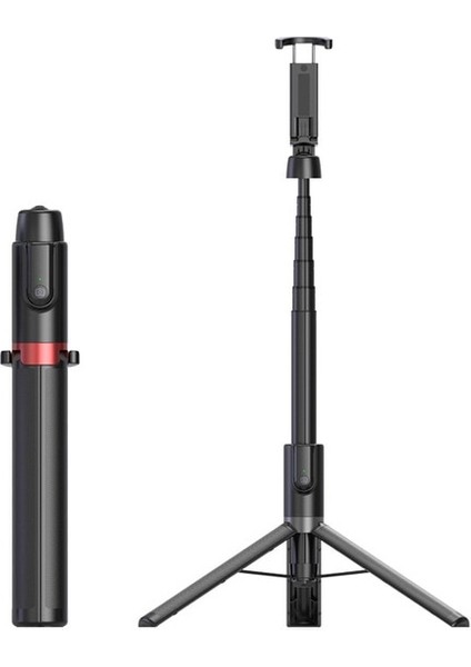 NA-ST130-R Selfie Çubuğu 51" iPhone Huaweı Xiaomi Samsung Için Uzatılabilir Güçlendirilmiş Alüminyum Tripod Bluetooth Seyahat Telefonu Selfie Standı ile (Yurt Dışından)