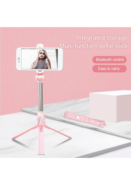Beyaz Kablosuz Bluetooth Selfie Çubuğu Katlanabilir Mini Tripod ile Dolgu Işığı Deklanşör Uzaktan Kumanda Için iphone Android Xiaomi Için (Yurt Dışından)