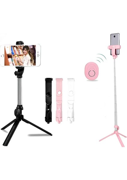 Beyaz Kablosuz Bluetooth Selfie Çubuğu Katlanabilir Mini Tripod ile Dolgu Işığı Deklanşör Uzaktan Kumanda Için iphone Android Xiaomi Için (Yurt Dışından)