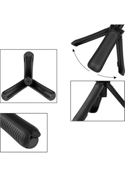 Siyah Uzatılabilir El Selfie Sopa Gopro Taşınabilir Vlog Kolu Gopro Hero Için Tripod Standı 9 8 7 6 5 Max Hero9 Djı Osmo Eylem Kamera (Yurt Dışından)