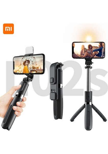 L02 Işık Yok Xiaomi Kablosuz Selfie Çubuğu Mini Bluetooth Tripod Ios Android Telefon Için Dolgu Işığı ile Uzatılabilir Monopod Uzaktan Deklanşör (Yurt Dışından)