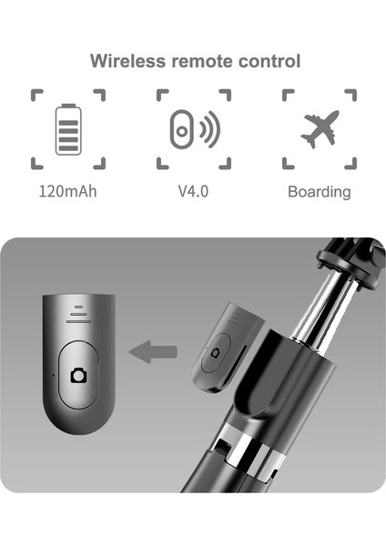 L02 Işık Yok Xiaomi Kablosuz Selfie Çubuğu Mini Bluetooth Tripod Ios Android Telefon Için Dolgu Işığı ile Uzatılabilir Monopod Uzaktan Deklanşör (Yurt Dışından)