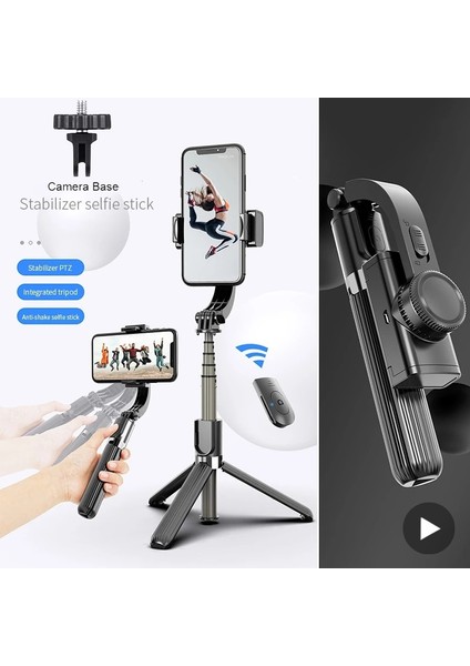 Stil E Beyaz LED Selfie Çubuğu Gimbal Sabitleyici Tripodlu Telefon Tutucu Mobil Stand Eylem Kamera LED Işık Cep Akıllı Telefon Monopod Fotoğraf (Yurt Dışından) fiyatları