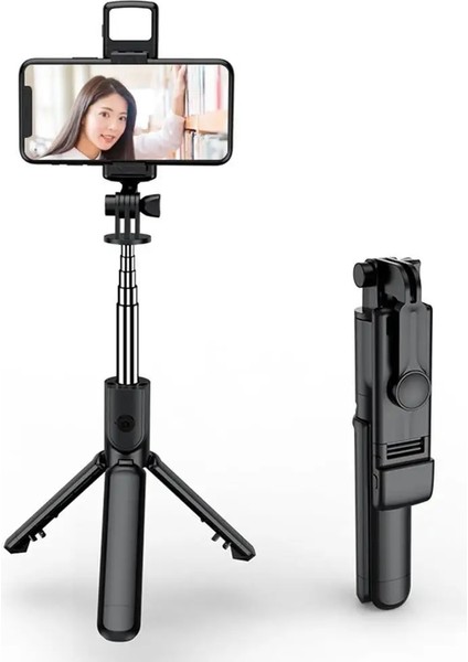 Dolgu Işıklı Selfie Çubuğu Kablosuz Bluetooth Uyumlu Katlanabilir Mini Slr Tripod Dolgu Işığı ile Uzaktan Kumanda Ios Android Için Uyumlu (Yurt Dışından) modelleri