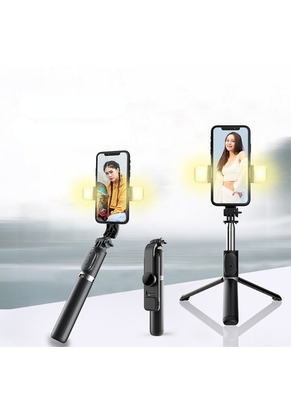 Maksimum 101CM 3'ü 1 Arada Bluetooth Uyumlu Selfie Çubuğu Tripod Bluetooth Uyumlu Deklanşörlü Uzatılabilir Monopod Akıllı Telefon Için LED Işık (Yurt Dışından) fırsatları
