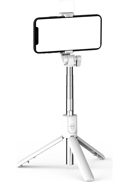Siyah Işıklı Kablosuz Bluetooth Uyumlu Selfie Çubuğu LED Halka Işıklı Katlanabilir Tripod Monopod iPhone Için Android Canlı Tripod (Yurt Dışından)