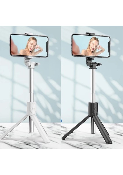 R1 Led'siz R1S Selfie Çubuğu Uzatılabilir Telefon Mini Tripod Bluetooth Deklanşör Dolgu Işığı ile Uzaktan Monopod Ayarlanabilir Katlanabilir El Tipi (Yurt Dışından)