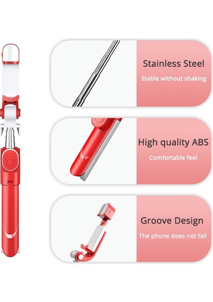 Siyah Yenı Dolgu Işığı ile Selfie Çubuğu Taşınabilir Uzatılabilir Selfie Çubuğu Tripod Iphone Akıllı Telefonlar Için Uzaktan Kumandalı Standı Dış Mekan Canlı G (Yurt Dışından)