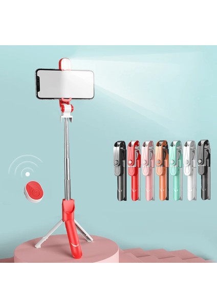 Siyah Yenı Dolgu Işığı ile Selfie Çubuğu Taşınabilir Uzatılabilir Selfie Çubuğu Tripod Iphone Akıllı Telefonlar Için Uzaktan Kumandalı Standı Dış Mekan Canlı G (Yurt Dışından)
