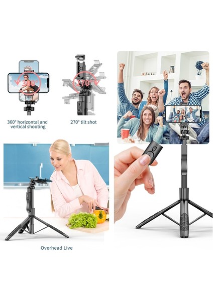 L16-ÇIFT Dolgu Işığı 153 cm Kablosuz Selfie Çubuğu Tripod Uzaktan Kumandalı Mini Taşınabilir Telefon Standı Tutucu Gopro Kamera Akıllı Telefon Için 1/4 Vida Arayüzü (Yurt Dışından)