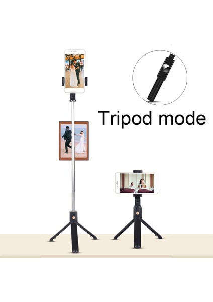 Siyah Kısscase Işıklı Tripod Monopod Özçekim Çubuğu Bluetooth Katlanabilir Uzatılabilir Düğme El Özçekim Çubuğu iPhone Samsung Andriod Için (Yurt Dışından)