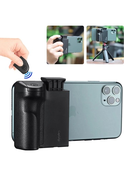 Uurig Capgrip Kablosuz Bluetooth Telefon Kelepçesi Uzaktan Kumanda ile Kolu Kavrama Selfie Kelepçe iPhone 13 12 12PRO Max Samsung (Yurt Dışından)