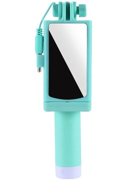 Yeşil Kablolu Mini Selfie Sopa Katlanabilir Tripod Monopod Ayna Selfie Sopa El Ios Android Için 3.5mm Ses Hattı Kontrolü (Yurt Dışından)