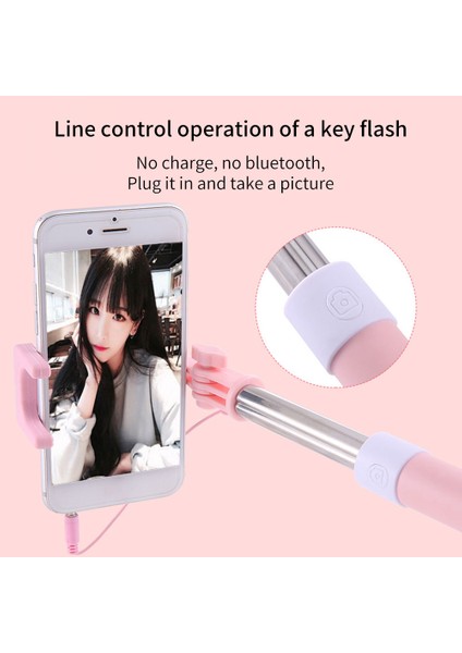 Yeşil Kablolu Mini Selfie Sopa Katlanabilir Tripod Monopod Ayna Selfie Sopa El Ios Android Için 3.5mm Ses Hattı Kontrolü (Yurt Dışından)
