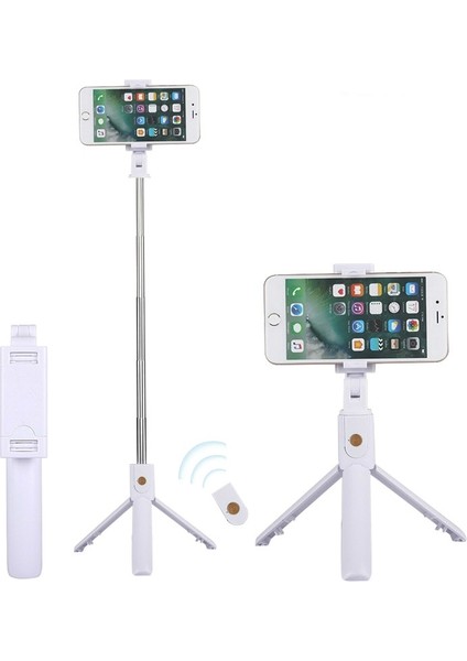 K07 Beyaz 3 In 1 Kablosuz Bluetooth Selfie Sopa Iphone/android Katlanabilir El Monopod Deklanşör Uzaktan Uzatılabilir Mini Tripod (Yurt Dışından) modelleri