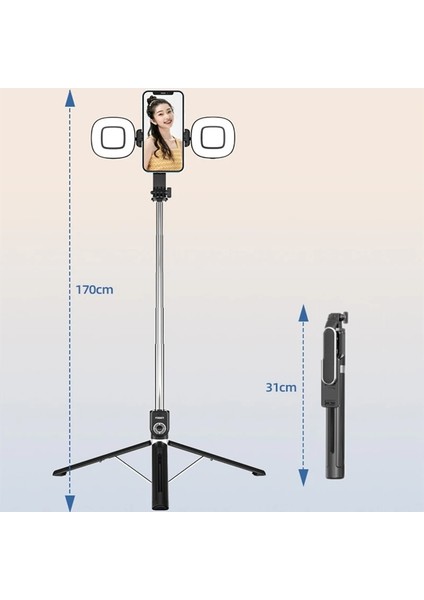 Stil 03 Roreta Bluetooth Deklanşör Desteği Yatay ve Dikey Çekim ile Bluetooth Selfie Çubuğu Katlanabilir Kablosuz Tripod Uzatmak (Yurt Dışından) indirimleri