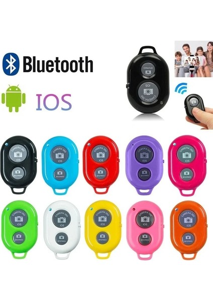 Siyah Kablosuz Bluetooth Akıllı Telefon Kamera Selfie Çubuğu Monopod Uyumlu Uzaktan Kumanda Deklanşörü (Yurt Dışından)