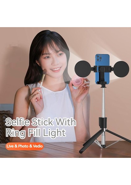 Tek Işık ile Evrensel Bluetooth Uyumlu Taşınabilir Kablosuz Selfie Çubuğu Tripod 1.6m Halka Dolgu Işığı Akıllı Telefon Makyaj Video Canlı Için (Yurt Dışından) fiyatları