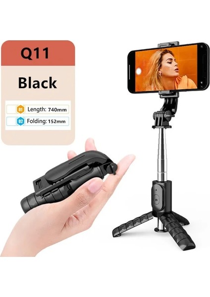 Q11 Siyah 2022 Yeni Nesil Cep Telefonları Için Selfie Çubuğu Z Teleskopowym Bluetooth Çubuğu Huawei/honor/iphone Android Için (Yurt Dışından)