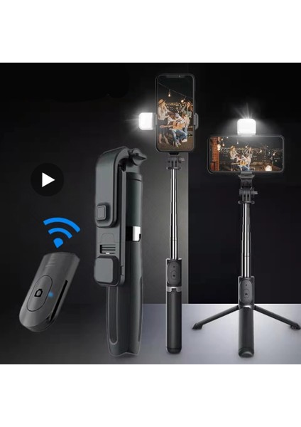 Stil A Siyah LED Tripod Selfie Çubuğu Telefon Için LED Işıklı Cep Telefonu Tutucu Standı Akıllı Telefon Monopod Gimbal Sabitleyici Eylem Kamera Fotoğraf (Yurt Dışından) fiyatları